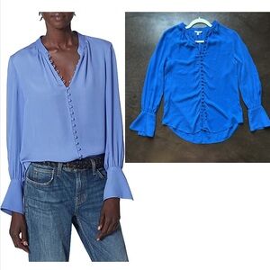 Joie 100% silk Vibrant Blue Button-Down Blouse- size medium